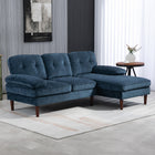 HOMCOM L-Shape Sofa with Right Chaise Lounge and Rubber Wooden Legs - Navy Blue-Seat cushions with spring pack and high-density foam for comfort
