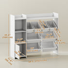 Qaba Kids Bookshelf and Toy Storage Organizer with 8 Removable Storage Bins, Shelves and Cabinet - White-Features eight removable bins to organize toys easily 