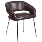 Flash Furniture Fusion Series Contemporary Brown Leather Side Reception Chair-Contemporary Style