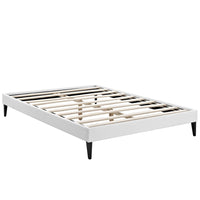 Modway Tessie Vinyl Full Bed Frame with Squared Tapered Legs - White-Solid Wood Frame