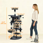 PawHut 62" H Multi-Level Cat Tree with Two Cat Condos - Dark Grey-Multiple sisal-wrapped posts and a rope encourage scratching, protecting your furniture 