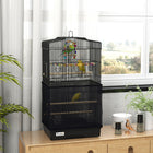 PawHut - Cage à oiseaux 36 po H avec poignée et housse en maille - noir-Deux grandes portes et huit petites portes pour un accès pratique à l'intérieur 