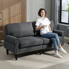 HOMCOM Mid Back Loveseat with Wood Legs - Dark Grey-Fits living room, dining room, bedroom, reception, and office   