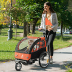 Aosom - Remorque de vélo 2-en-1 pour enfants, poussette bébé pliable - orange-Convient à deux enfants mesurant moins de 43,3 po (110 cm) de hauteur 
