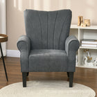 HOMCOM - Fauteuil d’appoint en tissu avec pieds en bois - accoudoirs roulés pour salon - gris foncé-Dimensions totales : 31,5 po l x 28,7 po P x 37 po H (80 x 73 x 94 cm)  
