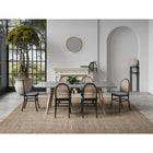 Manhattan Comfort Paragon 17.52" Industry Chic Upholstered Dining Chair - Black and Grey - Set of 4-Fine Natural Cane Made from Authentic Wooden Rattan