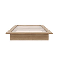 Nexera Malibu Bed Frame - Queen Size - Brown Oak-Sleek Minimalist Design: Modern Brown Oak platform bed crafted from engineered wood for contemporary elegance