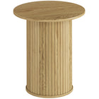 HOMCOM Round Side Table - Oak-Oak wood grain and slat design, adding elegance to any room