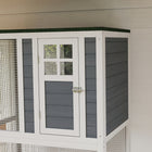 PawHut - Maison pour chat d’extérieur 36 po L avec enclos sur roulettes, toit en asphalte - blanc-Deux portes facilitent l'accès, et quatre roues facilitent le déplacement 