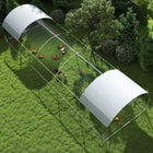 PawHut - grande cage à poules en métal galvanisé - 9,2 pi × 31,2 pi × 6,5 pi-Le fil d'acier revêtu de PVC protège vos animaux et offre une bonne ventilation 

