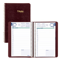 Blueline 2026 Daily Planner Spiral Binding - 8" x 5" - Burgundy - Bilingual-12-Month: January 2026 to December 2026