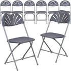 Flash Furniture 8 pièces Chaise pliante de la série HERCULES en plastique couleur charbon, à dossier Fan-Ensemble de 8 chaises pliantes en plastique charbon