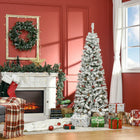 HOMCOM - Sapin de Noël artificiel 6' forme crayon enneigé - ouverture automatique-Vaporisé de neige artificielle pour ajouter un aspect hivernal 
