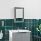 Kleankin Wall Mount Bathroom Mirror Cabinet with Shelves - Grey-Mirror outside for better preparation for morning makeup or shaving 