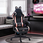 HOMCOM - Chaise de jeu inclinable en similicuir avec repose-pieds, soutien lombaire et appui-tête - noir-Mousse de densité moyenne recouverte de similicuir facile à nettoyer