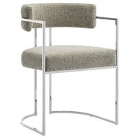 Modway Huron Curved Back Fabric and Metal Dining Accent Chair - Silver/Wheat-Modern Barrel Dining Chair