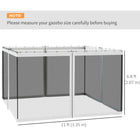 Outsunny Replacement Mosquito Netting for Gazebo 10' L x 12' W - White-Fits most 4-panel 10' x 12' (3x3.6m) gazebos   