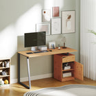 HOMCOM 53.1" Computer Desk - Natural Wood-Features drawer and cabinet for a clutter-free workspace
