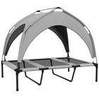 PawHut Elevated Cooling Dog Cot Bed with Canopy for Large Dogs - Light Grey-Water-repellent and UV-resistant canopy shields pets from rain and sun 
