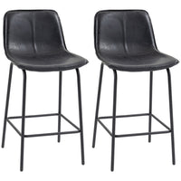 HOMCOM Microfiber Upholstered Bar Stools - Black - 2 Pack-Counter stools set of 2
