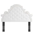 Modway Gwyneth Tufté Performance Velours Lit Plateforme Queen Avec Pieds en Métal Doré - Blanc-Velours de performance résistant aux taches