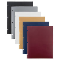JAM Paper - Chemises en plastique robuste à 3 trous et pochettes - chemises ultra résistantes - couleurs professionnelles assorties - 6/paquet-Couleurs : bordeaux, doré, gris, bleu marine, blanc et noir. 