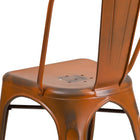 Flash Furniture Distressed Metal Indoor-Outdoor Stackable Chair - Orange-Drain Holes in Seat