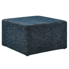 Modway - Callum Gros tissu carré tissé en bruyère de 28" Rembourré Ottoman - Heathered Weave Azure-Tissu tissé en bruyère tissé