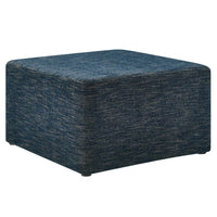 Modway - Callum Gros tissu carré tissé en bruyère de 28" Rembourré Ottoman - Heathered Weave Azure-Tissu tissé en bruyère tissé