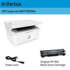 HP LaserJet MFP M139w Wireless Multifunction All-in-One Printer-Compatible Ink/Toner: DM1: HP 141A Black LaserJet Toner Cartridge, W1410A, DM2: HP, 142A Black LaserJet Toner Cartridge, W1420A, EM1: HP 150A Black, LaserJet Toner Cartridge, W1500A, DM1-2: HP 141/142 Toner Black, Welcome Rep HC Kit, W8006J