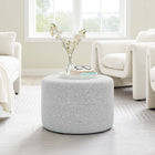 Modway Callum Large 23" Round Woven Heathered Fabric Upholstered Ottoman - Heathered Weave/Light Grey-Arrives Fully Assembled
