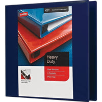 Staples Heavy-Duty View Binder with D-Rings - 2" - Blue-One-Touch Rings open and close with ease