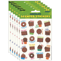 Eureka Chocolate Scented Stickers - 6 Packs of 80-Scented Stickers with a long-lasting smell