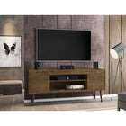 Manhattan Comfort Bradley 62.99" Mid-Century Modern TV Stand - Rustic Brown-Includes 2 Open Shelves and 2 Large Concealed Storage Compartments