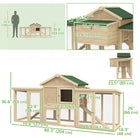 PawHut - Poulailler en bois grand clapier pour lapin avec nichoir, enclos et rampe-Enclos extérieur permettant de se déplacer et de respirer de l'air frais 