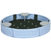 Outsunny Kids Outdoor Sandbox with Cover - Light Blue-Equipped with three semicircular seat boards, allowing kids to have a place to sit . 