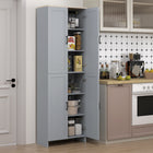 HOMCOM 67" H 4-Door Kitchen Pantry Cabinet with Adjustable Shelves - Grey-6-tier shelving gives you lots of space to store dishes, pots and pans, dry goods, or appliances 