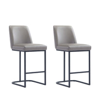 Manhattan Comfort Serena 17.71" Modern Leatherette Upholstered Counter Stool - Grey - 2 Pack-Modern Counter Stool with Backrest Perfect for Bar and Kitchen Use - Set of 2