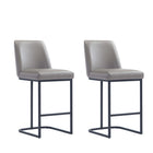 Manhattan Comfort - Serena tabouret de comptoir moderne en similicuir 45 cm, gris, lot de 2-Tabouret de comptoir moderne avec dossier parfait pour le bar et la cuisine - Ensemble de 2
