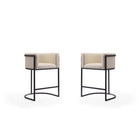 Manhattan Comfort - Cosmopolitan tabouret de comptoir moderne du milieu du siècle de 23,7 po en similicuir crème et noir, lot de 2-Tabouret de comptoir moderne du milieu du siècle avec dossier parfait pour le bar et la cuisine. Ensemble de 2