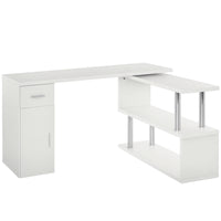 HOMCOM 55" L-Shaped Computer Desk - White-Space-saving L/l-shape computer office desk, ideal for office, dorm, bedroom, study room