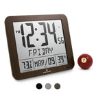 Marathon Slim Atomic Full Calendar Clock with Large 3.25" Digits - Indoor Temperature and Humidity - Wood-Clock Color + Material: Wood Plastic