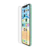 Belkin - Protecteur d’écran Belkin pour iPhone 11/iPhone XR en verre trempé traité antimicrobien - transparent-Défense avancée contre les rayures et les cognements: Notre protection d’écran en verre trempé offre une protection à plusieurs niveaux et est testée de manière minutieuse au sujet de la résistance aux dommages profonds causés par des chutes et des cognements occasionnels. Nous la soumettons également à des tests rigoureux qui nous permettent d’affirmer que votre écran est bien protégé contre les d