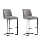 Manhattan Comfort Serena 17.71" Modern Leatherette Upholstered Barstool - Grey - 2 Pack-Modern Barstool with Backrest Perfect for Bar and Kitchen Use - Set of 2