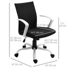 Vinsetto - Chaise d’ordinateur pivotante en lin à dossier moyen - noir-Fonction d’inclinaison pour faire une pause