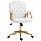 Vinsetto Vanity Office Chair with Button Tufted Backrest and Arms - White-Velvet-feel fabric is beautiful and skin-friendly