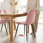 HOMCOM - Chaises de salle à manger avec pieds en métal pour cuisine - rose - lot de 4-Matériau : Velours (100 % polyester), mousse, acier ;