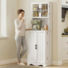 HOMCOM 71" H Kitchen Pantry Cabinet with 8 Door Shelves - White-Constructed from robust particle board and MDF with a melamine-faced finish 