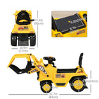 Aosom Kids Ride-On Excavator with Grabber - Yellow-Under-seat storage for placing toys or snacks 