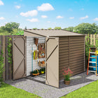 Outsunny - Abri de rangement extérieur en acier 4,6 pi x 9 pi - brun-Porte verrouillable pour plus de sécurité  
